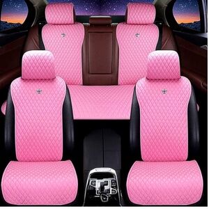 11PC Pink Cushion Leather Cover Seats